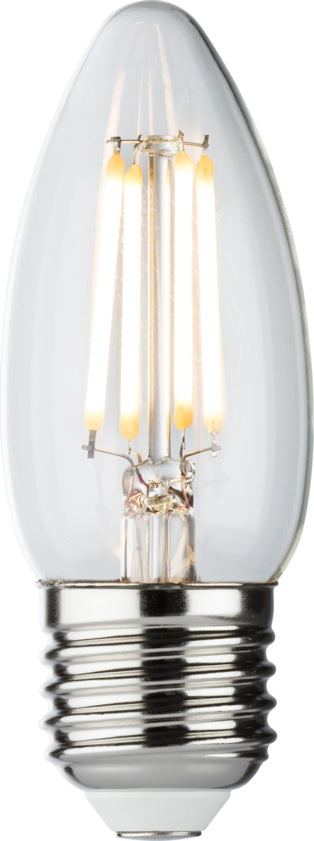 Knightsbridge: CLD4AESC, Dimmable LED Candle Filament Lamp, 4W, E27, 485 Lumens, Warm White 2700K, Glass, IP20