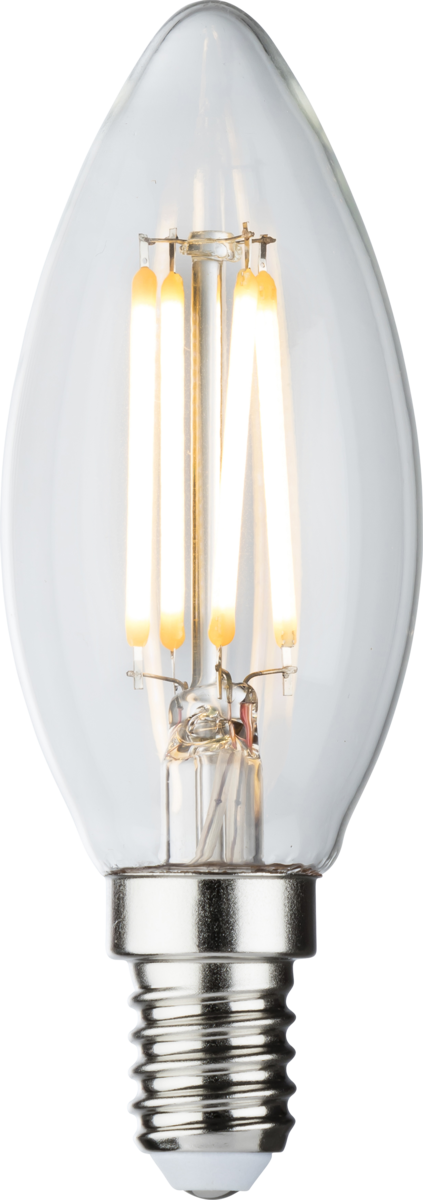 Knightsbridge: CLD4ASESC, Dimmable Clear Candle Filament Lamp, 4W, E14, Warm White 2700K, 485 Lumens, 230V