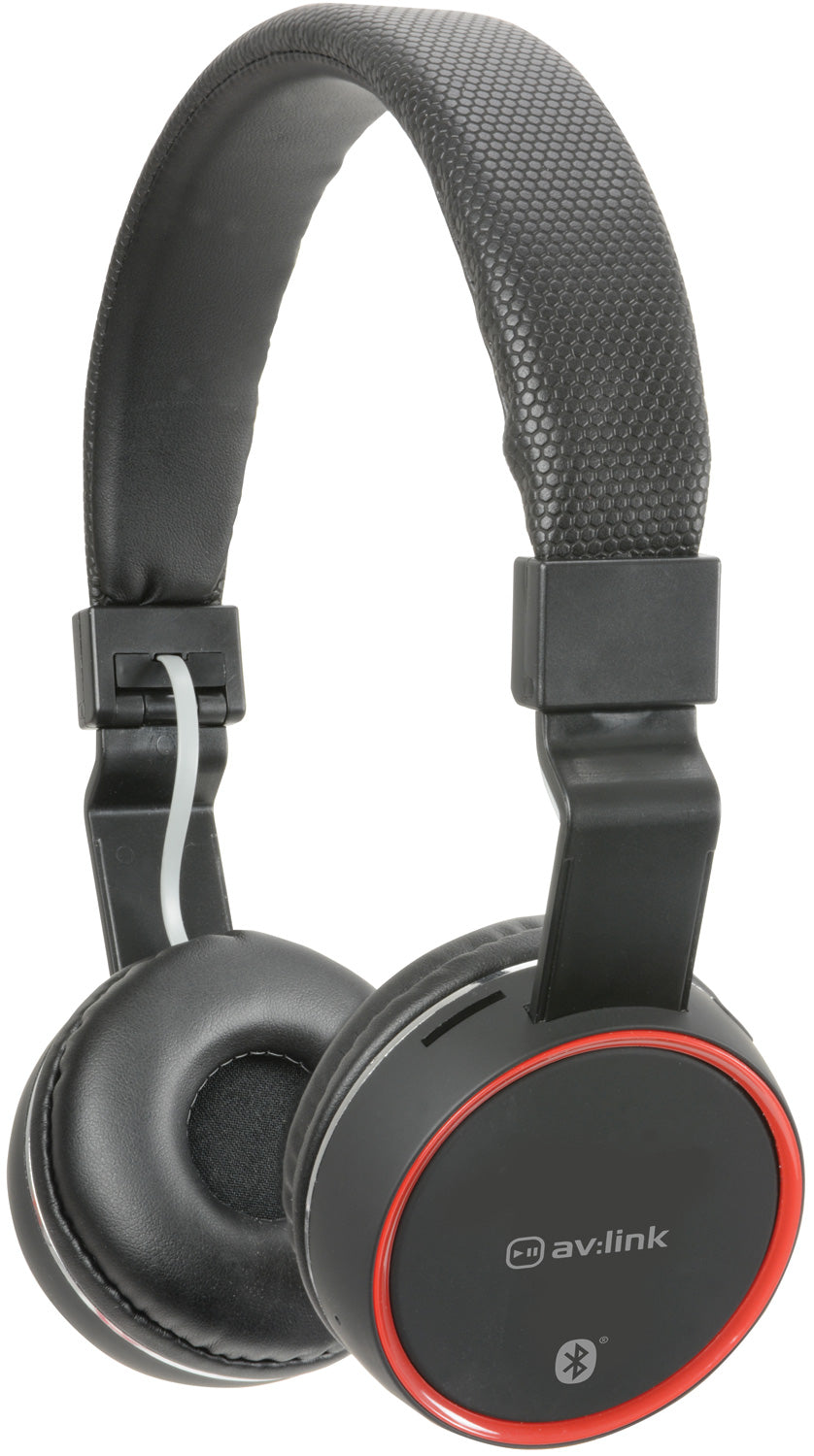 AV:Link: 100.550UK, Wireless Bluetooth Headphones, Black/Red, Noise Cancelling, Dynamic Bass, 32 Ohms, Up to 8 Hours Playback