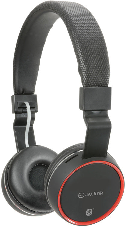 AV:Link: 100.550UK, Wireless Bluetooth Headphones, Black/Red, Noise Cancelling, Dynamic Bass, 32 Ohms, Up to 8 Hours Playback