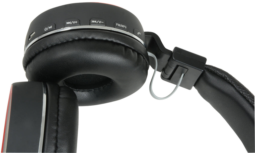 AV:Link: 100.550UK, Wireless Bluetooth Headphones, Black/Red, Noise Cancelling, Dynamic Bass, 32 Ohms, Up to 8 Hours Playback