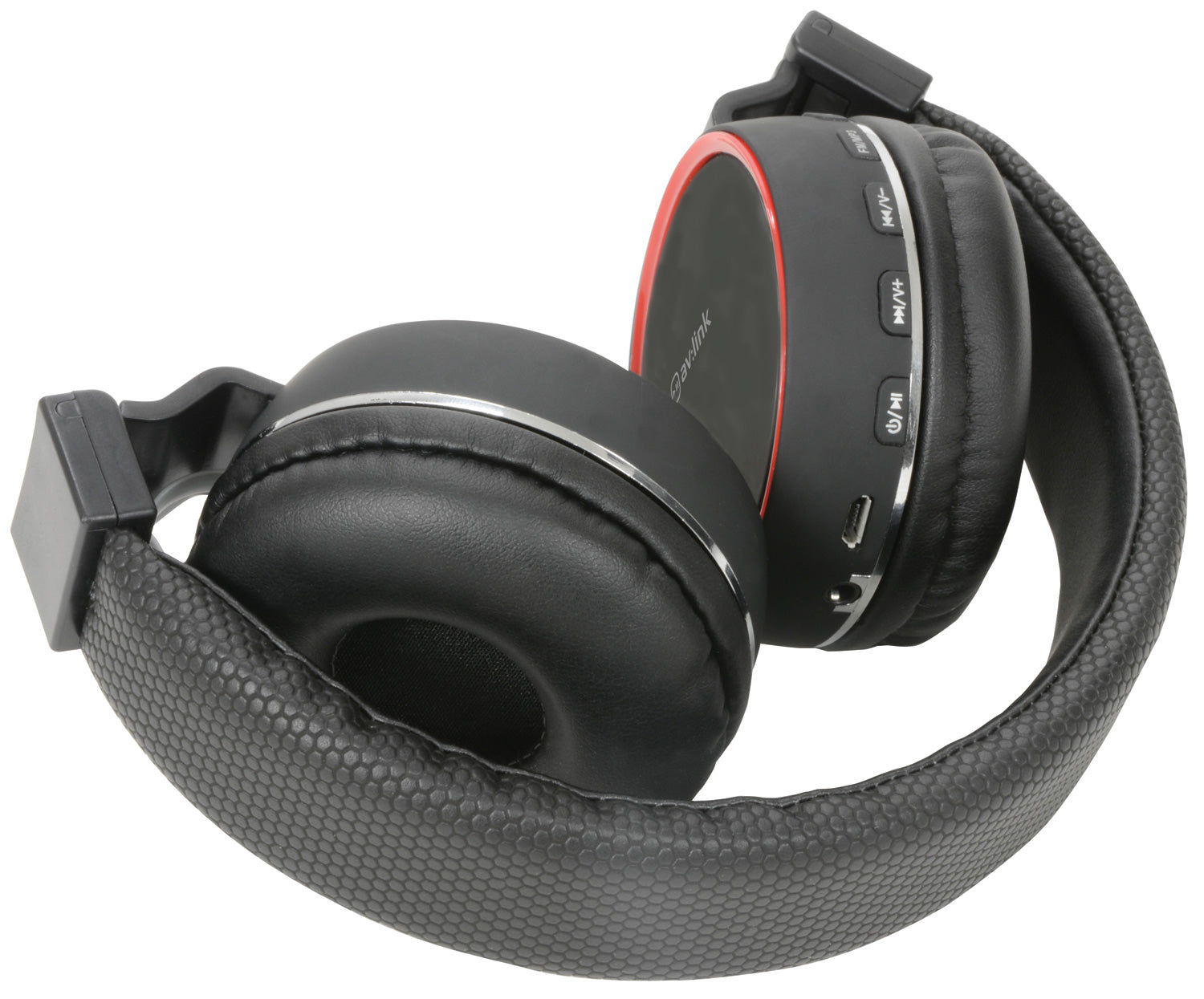 AV:Link: 100.550UK, Wireless Bluetooth Headphones, Black/Red, Noise Cancelling, Dynamic Bass, 32 Ohms, Up to 8 Hours Playback