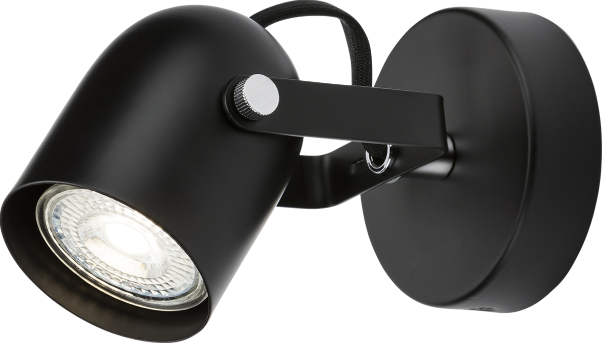 Knightsbridge: CSPT1BK, GU10 Single Spotlight, Adjustable Directional Head, Matt Black Finish, IP20, Max 50W