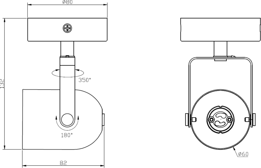 Knightsbridge: CSPT1BK, GU10 Single Spotlight, Adjustable Directional Head, Matt Black Finish, IP20, Max 50W