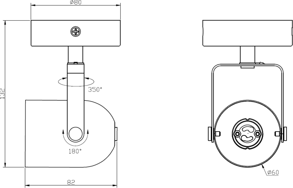 Knightsbridge: CSPT1W, 230V GU10 Adjustable Single Spotlight, Matt White, IP20, 350° Rotation, 50W Max