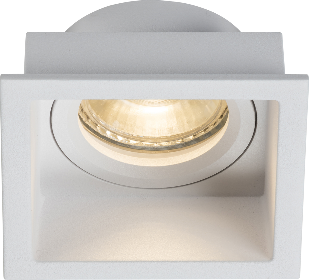 Knightsbridge: DIA1FSW, Dipa Single Fixed Square Anti-Glare Downlight, White Finish, Die-Cast Aluminium, GU10, 10W