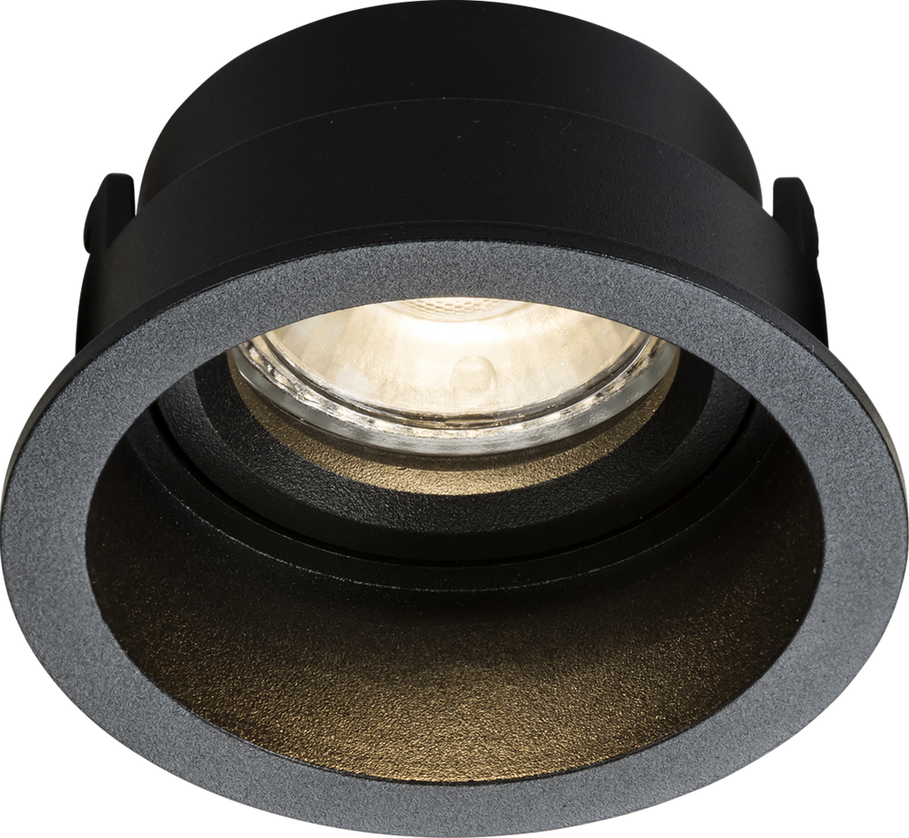 Knightsbridge: DIA1FRB, Dipa Single Fixed Round Anti-Glare Downlight, Black, 10W GU10, 230V, IP20, 68mm Cut-out