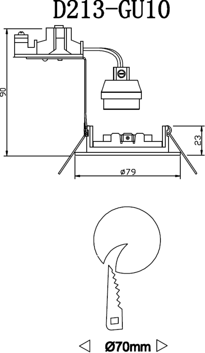 Knightsbridge: RD1B, GU10 Brass Recessed Downlight, Dimmable, 50W Max, Die-cast Aluminium, 230V, IP20