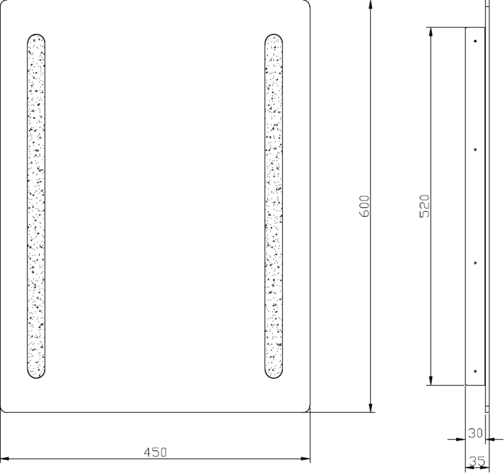 Knightsbridge: MLBA6045F, Battery Operated IP44 LED Bathroom Mirror, 600x450 mm, Frosted Panels, Cool White, Non-Dimmable