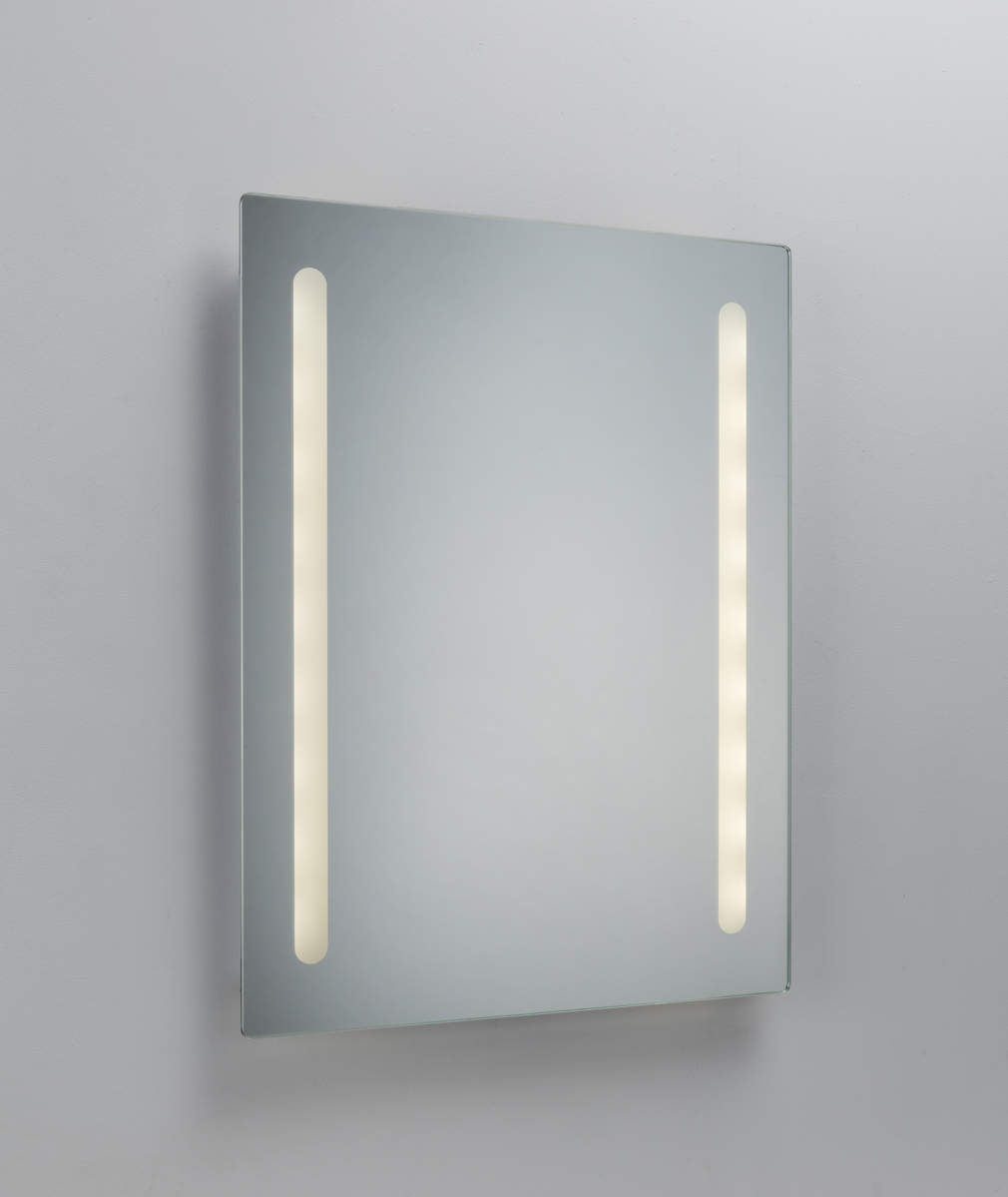 Knightsbridge: MLBA6045F, Battery Operated IP44 LED Bathroom Mirror, 600x450 mm, Frosted Panels, Cool White, Non-Dimmable