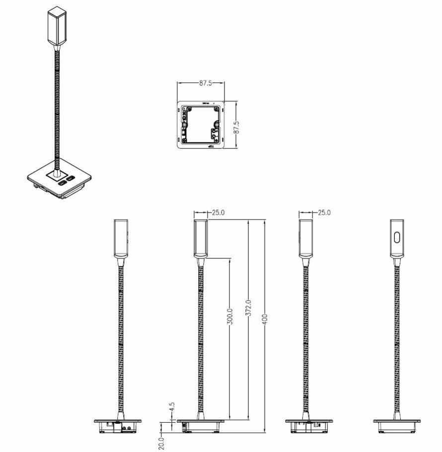 Knightsbridge: SFRLMW, 230V LED Dimmable Reading Light, Matt White, Dual USB