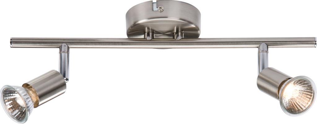 Knightsbridge: NSPGU2BC, 230V GU10 Twin Bar Spotlight, Adjustable Heads, Brushed Chrome, IP20, Max 2x50W
