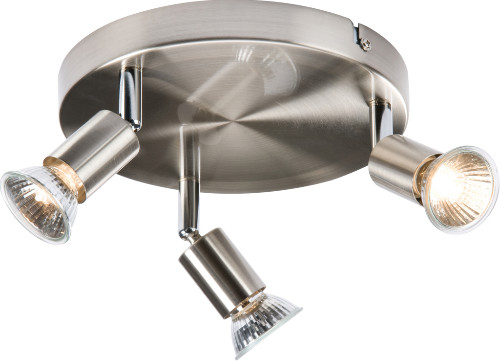 Knightsbridge: NSPGU3BC, 230V GU10 Triple Spotlight, Adjustable Heads, Brushed Chrome, IP20, 3x50W Max