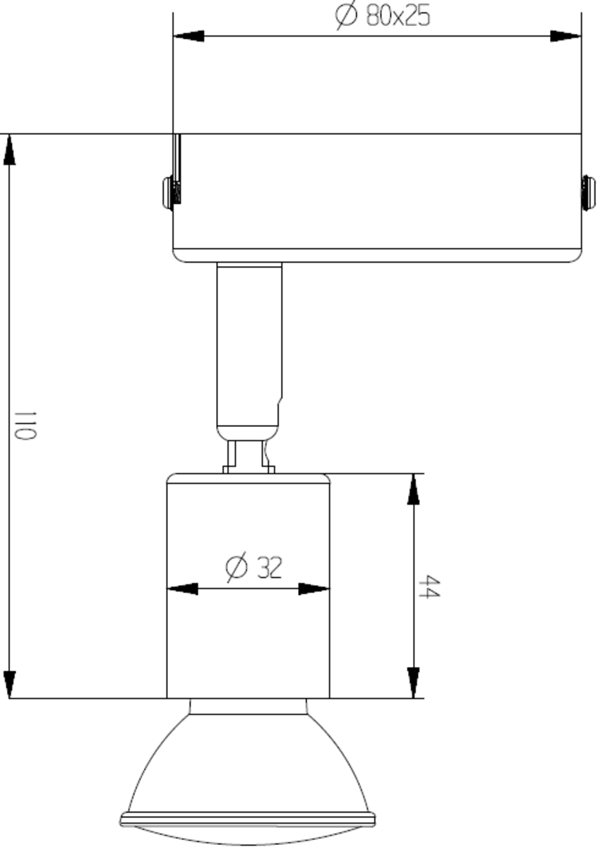 Knightsbridge: NSPGU1BC, 230V GU10 Single Spotlight, Adjustable Directional Head, Brushed Chrome Finish, 50W, IP20
