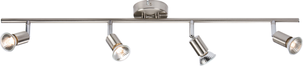 Knightsbridge: NSPGU4BC, GU10 Quad Bar Spotlight, Adjustable & Dimmable, 4 x GU10 Heads, Brushed Chrome Finish, Steel Construction, 230V