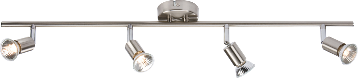 Knightsbridge: NSPGU4BC, GU10 Quad Bar Spotlight, Adjustable & Dimmable, 4 x GU10 Heads, Brushed Chrome Finish, Steel Construction, 230V