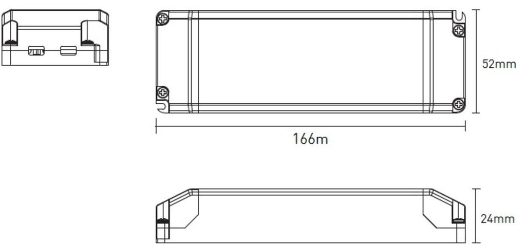 Knightsbridge: 24DC40, 24V 40W Constant Voltage LED Driver, IP20, White, Dimensions 52mm x 24mm x 166mm, 230V 50Hz