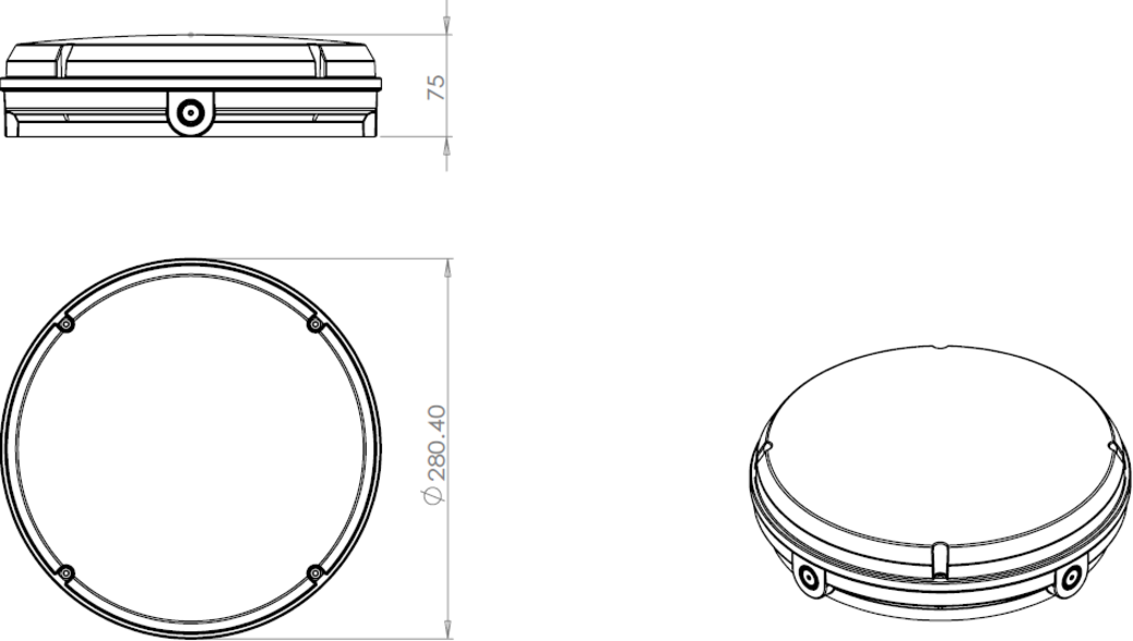 Knightsbridge: TNXOCW, Round White Casing for TENAX One, 280mm Diameter, IP65 & IK10 Rated, UV Stabilised Polycarbonate, White Finish