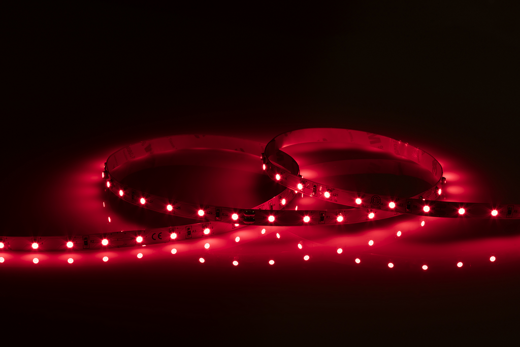 Knightsbridge: LFC24R1M, 24V LED Flex, Red, 1 Metre, Dimmable, 4.8W, 60 SMD LEDs/m, Self-Adhesive Tape