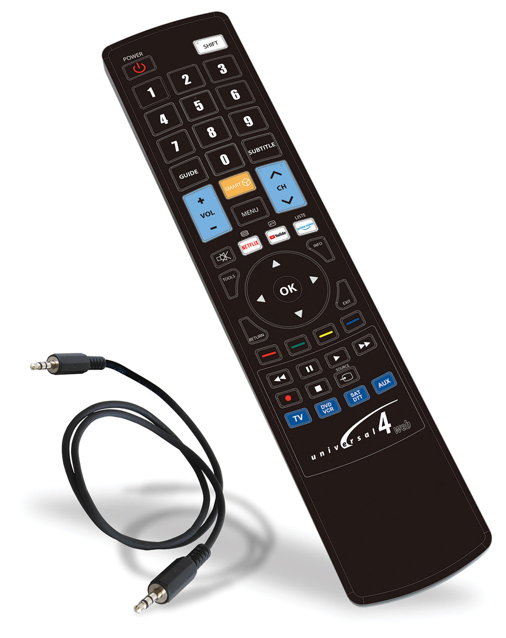 Unbranded: 149.516UK, Universal 4 Device Remote Control, Web Programmable, 2x AAA Battery, Futureproof Compatibility