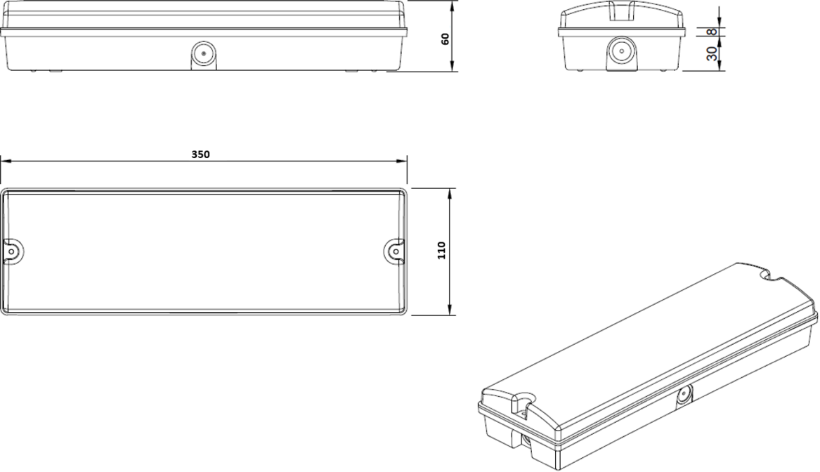 Knightsbridge: EMLED5L, 4W LED Emergency Bulkhead, Self-Test, IP65, Polycarbonate, 6000K Daylight