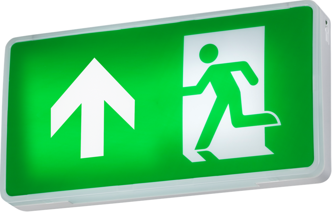 Knightsbridge: EMRNSTL, 230V 4W LED Emergency Exit Sign, Self-Test, Maintained/Non-Maintained, Polycarbonate, IP20