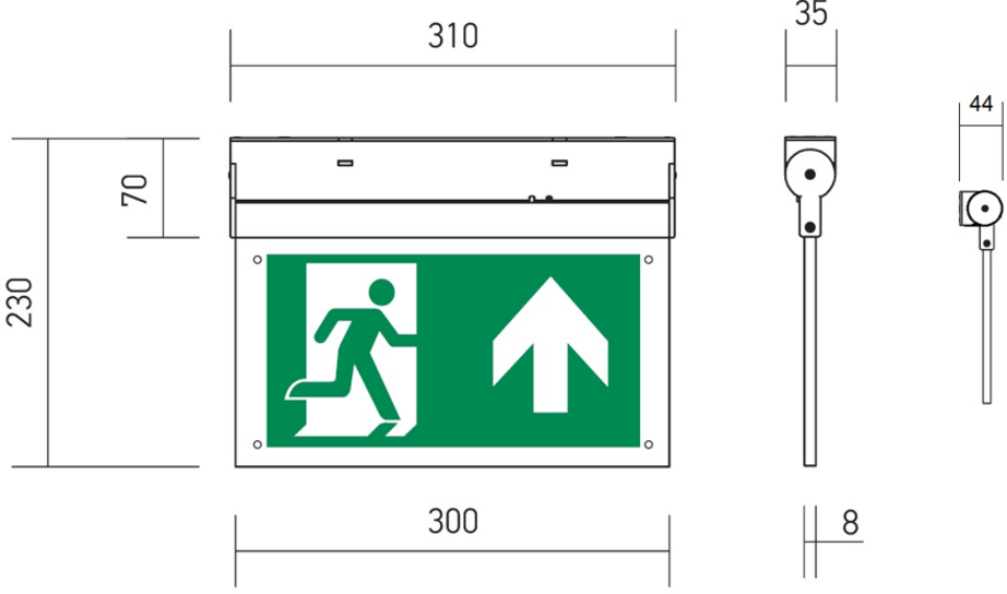 Knightsbridge: EMXSTL, 4W LED Emergency Exit Sign, Arrow Up Legend, Self-Test, Polycarbonate, IP20, 230V