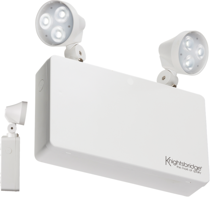 Knightsbridge: EMTWINLPC, 6W LED Twin Spot Emergency Light, IP20, Polycarbonate, 230V, 3 Hour Illumination