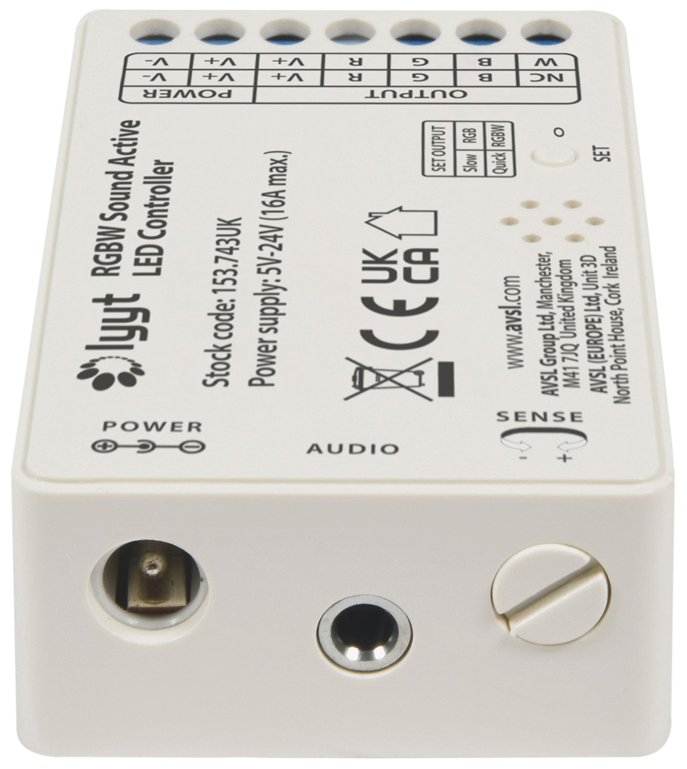 LYYT: 153.743UK, RGBW Sound Active LED Controller, 5V-24V, 5A per channel