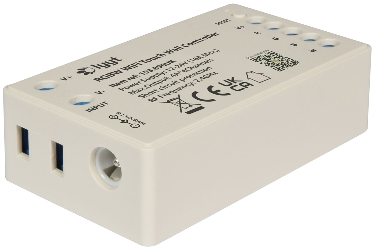 LYYT: 153.896UK, RGBW WiFi Controller with Wall Plate, Voice Control, 12-24V, 16A Max