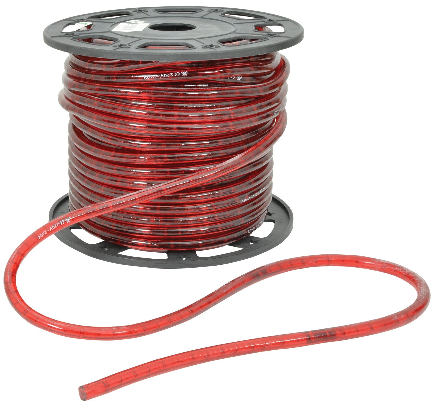 LYYT: 155.010UK, 230V Red Rope Light, 45m Reel, Dimmable, IP44, 36 Bulbs/m