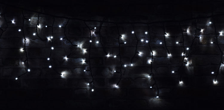 LYYT: 155.399UK, Icicle-Inspired Multi-Sequence Outdoor LED String Lights, 180 LEDs, 3.6m, Cool White, 230Vac, IP44