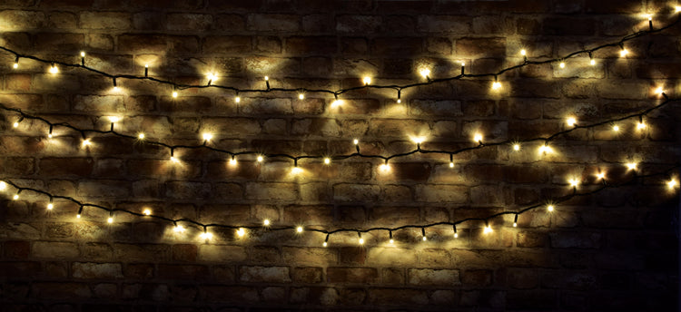LYYT: 155.404UK, Heavy Duty LED String Lights, 90 LEDs, 10m Warm White, IP44 Rated, Black Cable