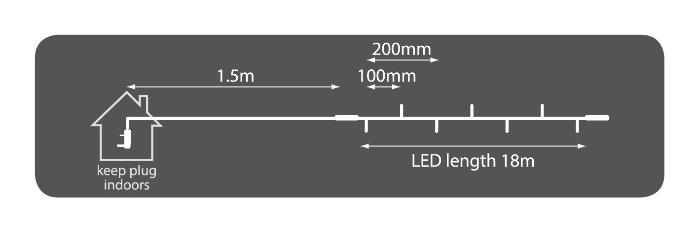 LYYT: 155.410UK, Heavy Duty LED String Lights, 180 LEDs, 20m, IP44, Multicolour