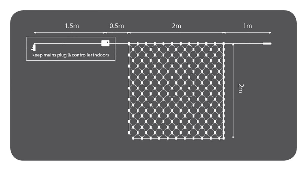 LYYT: 155.576UK, Outdoor LED Net Lights, Cool White, 240 LEDs, 5m, Heavy Duty UV Resistant Cable