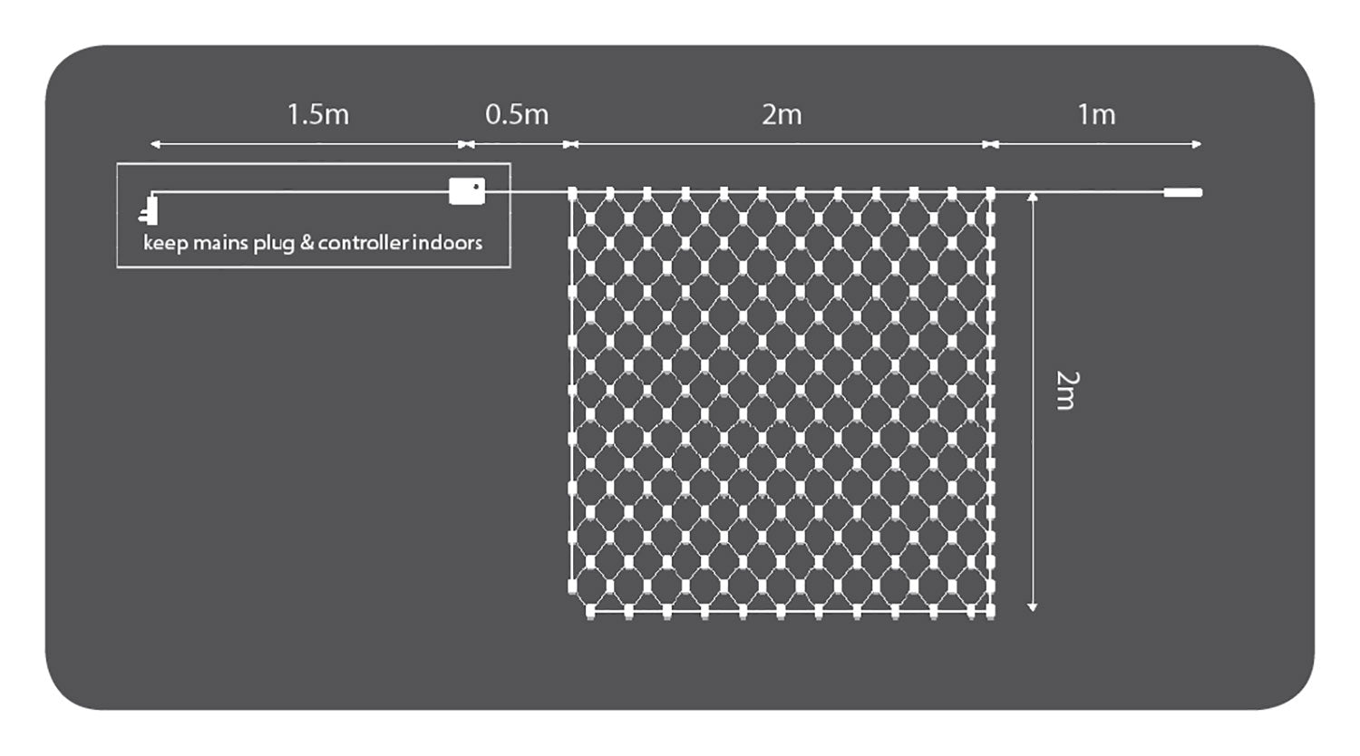 LYYT: 155.576UK, Outdoor LED Net Lights, Cool White, 240 LEDs, 5m, Heavy Duty UV Resistant Cable
