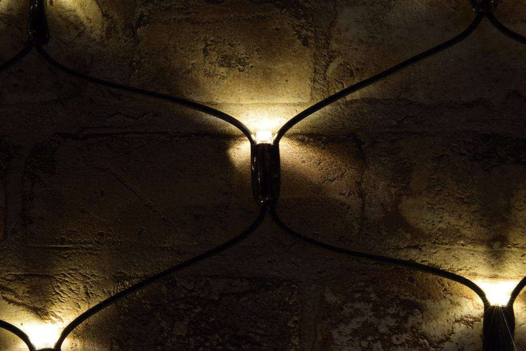 LYYT: 155.577UK, Outdoor LED Net Lights, 240 LEDs, Warm White, 5m, Extendable, Heavy Duty UV Resistant Rubber Cable