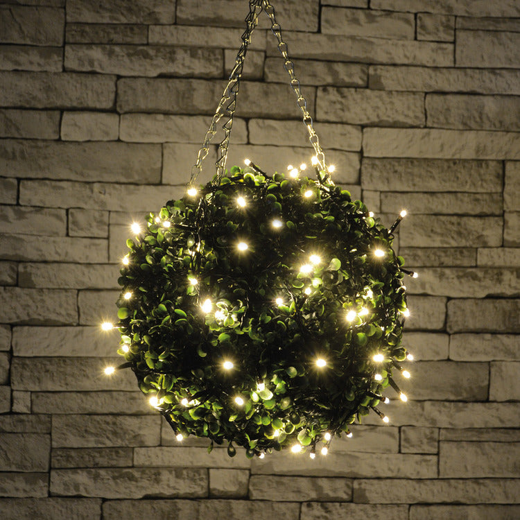 LYYT: 155.611UK, Outdoor LED String Lights, 120 Warm White LEDs, 9.5m, Battery Powered, IP44, Black Cable