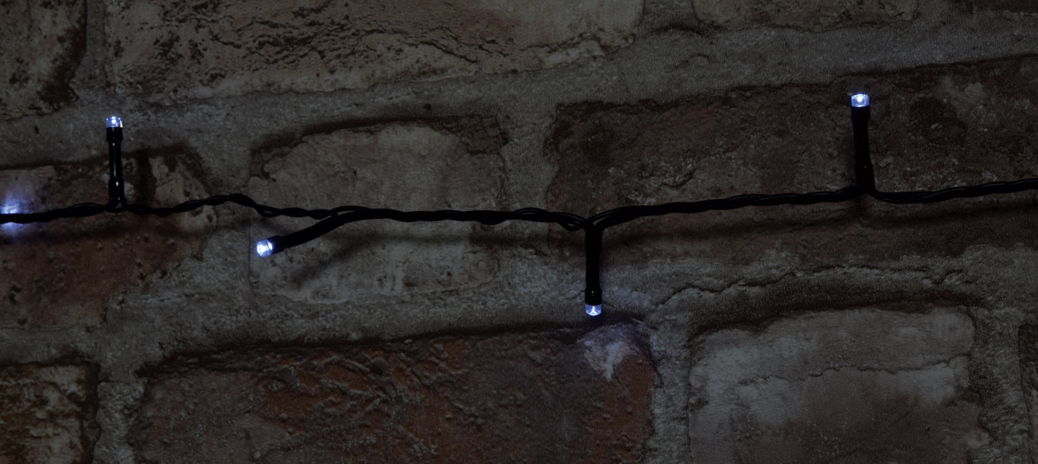 LYYT: 155.612UK, Outdoor LED String Lights, 120 Cool White LEDs, 9.5m, IP44, Battery Operated