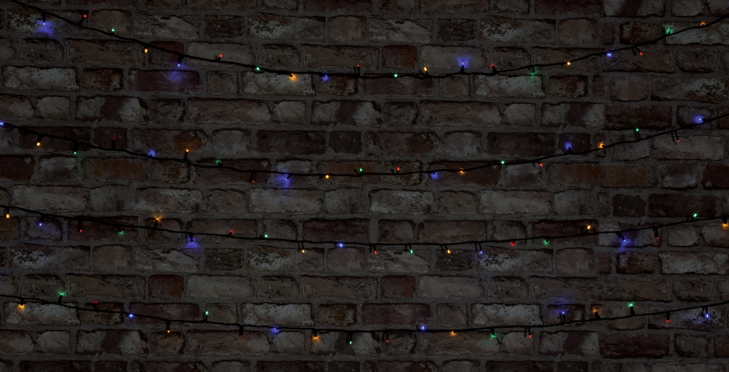 LYYT: 155.613UK, Outdoor LED Battery Operated String Lights, 120 LEDs, Multicolour, 9.5m, Timer, IP44