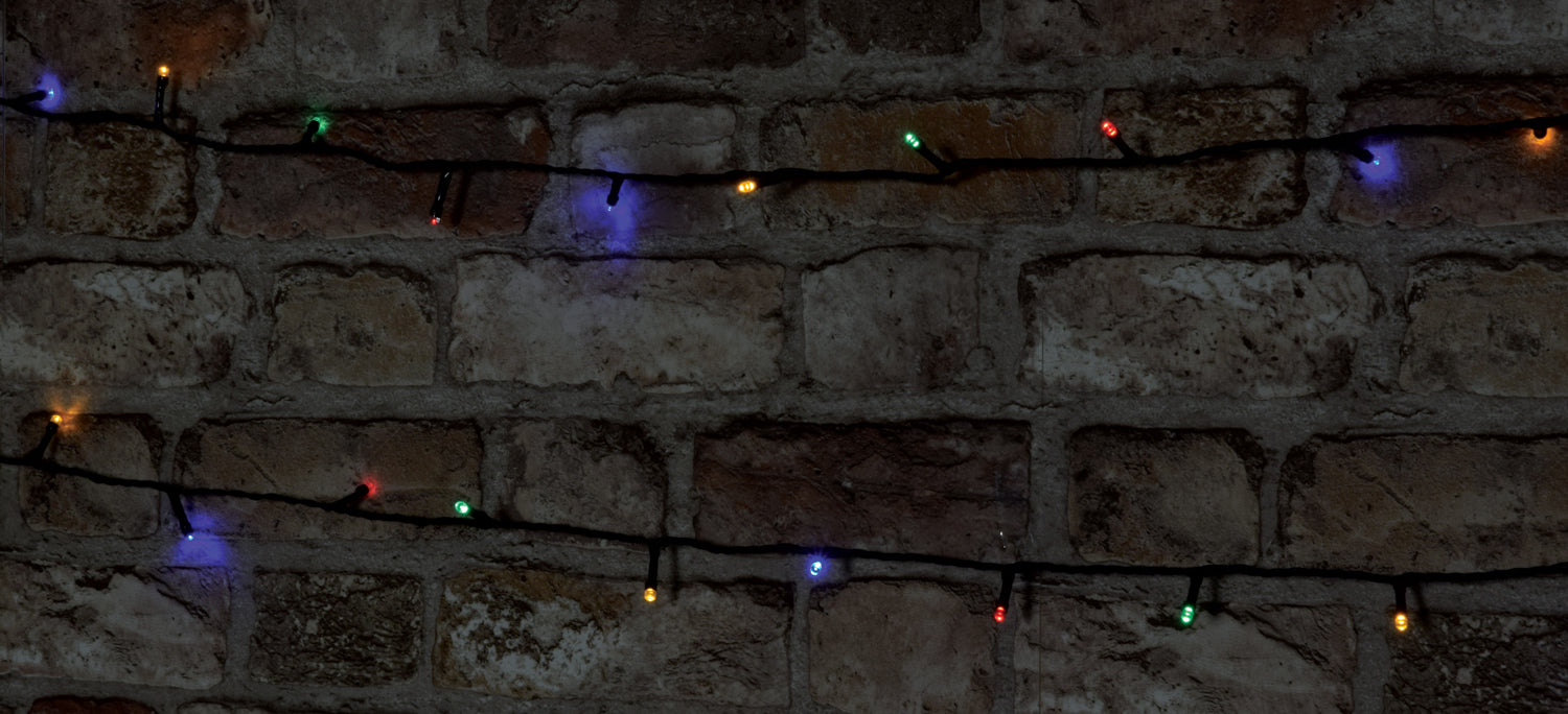 LYYT: 155.613UK, Outdoor LED Battery Operated String Lights, 120 LEDs, Multicolour, 9.5m, Timer, IP44