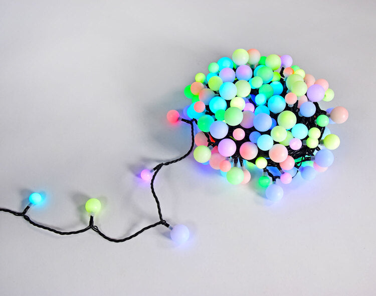 LYYT: 155.653UK, 20m Mixed RGB Berry Lights, 200 LEDs, Remote Controlled, IP44 Rated, 25 Lighting Modes, Timer Function