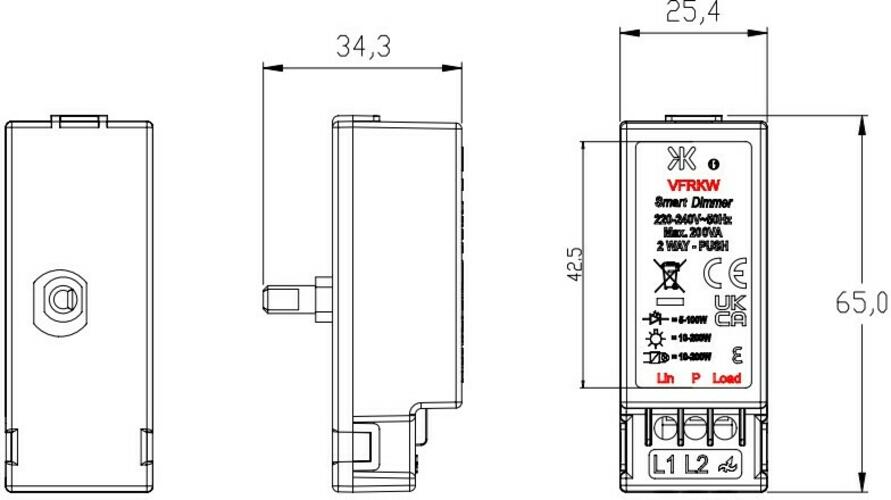 Knightsbridge: VFRKW, Smart Wi-Fi Dimmer Module, No Neutral Required, 230V 50Hz, IP20, Voice & App Control