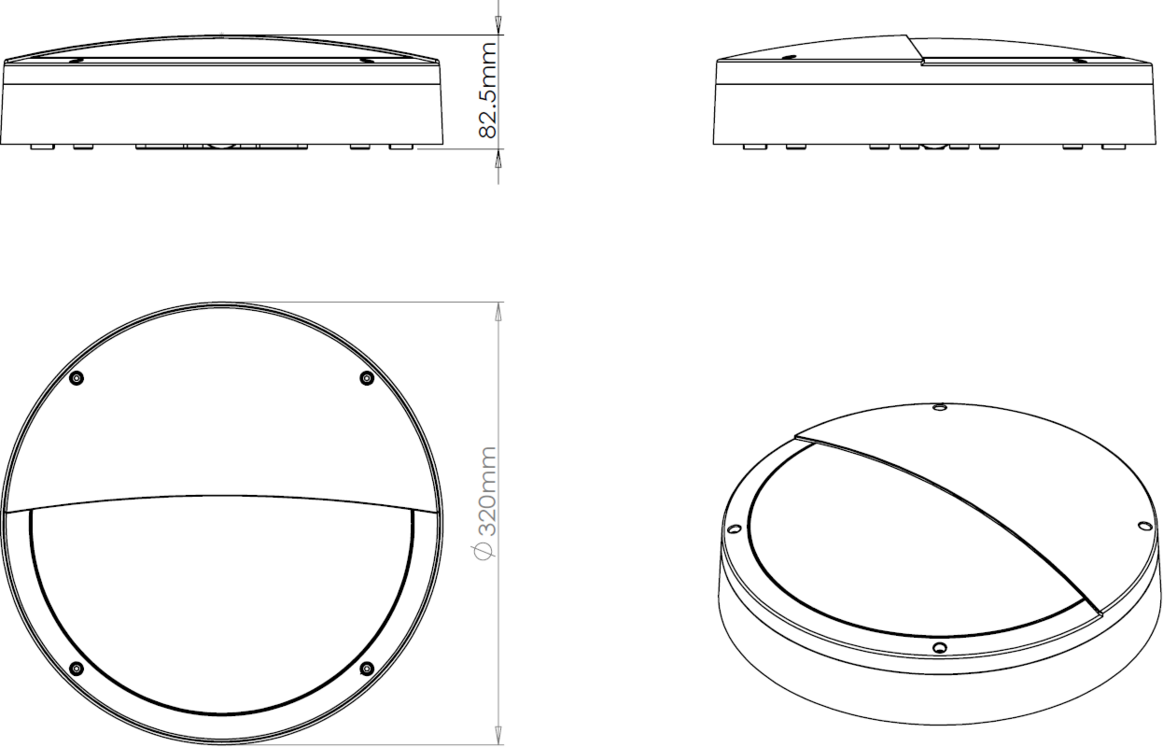 Knightsbridge: TNXPROCEG, Anti-Vandal Grey Eyelid Casing, IP66 Weatherproof, IK10 Impact Resistant, Polycarbonate, 320mm Diameter