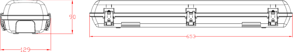 Knightsbridge: TRLEDA221, 110V IP65 Twin LED Non-Corrosive Fitting, 22W, Cool White, Polycarbonate, 129mm Width