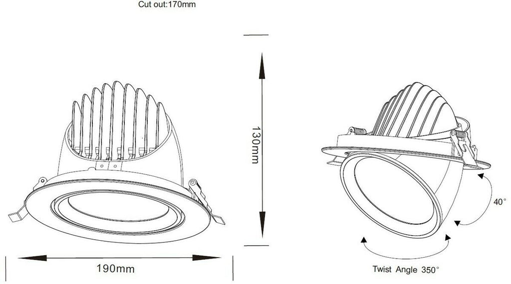 Knightsbridge: SA3040CDALI, SARA LED Recessed Downlight, Tri-Wattage 30/35/40W, Adjustable CCT 3000K/4000K/5000K, DALI Compatible, Aluminium, IP20