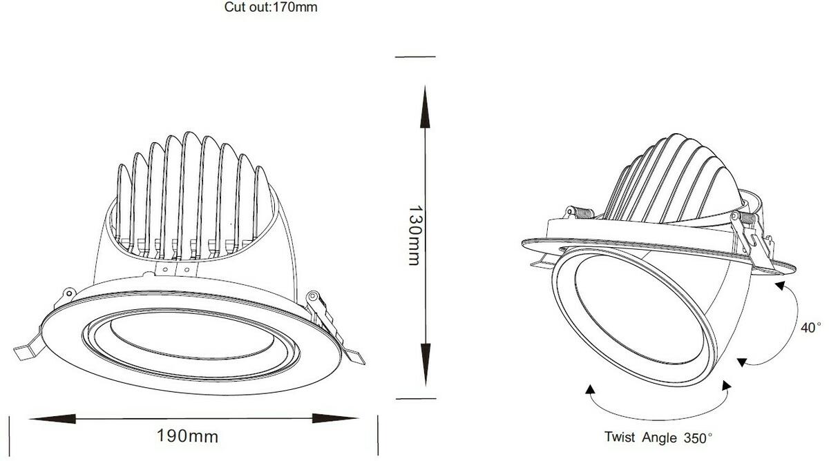 Knightsbridge: SA3040CDALI, SARA LED Recessed Downlight, Tri-Wattage 30/35/40W, Adjustable CCT 3000K/4000K/5000K, DALI Compatible, Aluminium, IP20