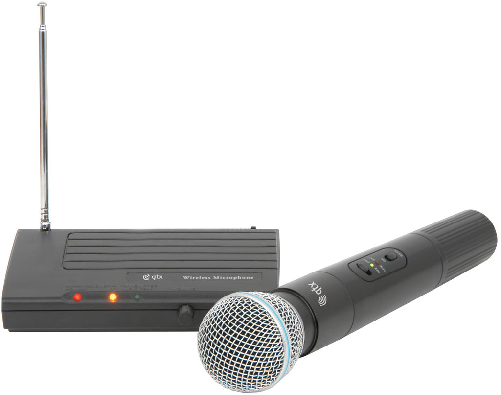 QTX: 171.801UK, Handheld VHF Wireless Microphone, 50m Range, Compact System, 9V Battery, Desktop Receiver