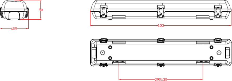 Knightsbridge: TORCW2, 2ft Selectable LED Light, IP65, IK08, 14W/26W, Grey, 230V, SMD Technology