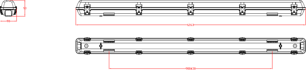 Knightsbridge: TORCWMEM4, 4ft Selectable LED Fitting, CCT Adjustable, 19W/37W, IP65, IK08, Emergency Backup & Microwave Sensor